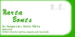 marta bonts business card